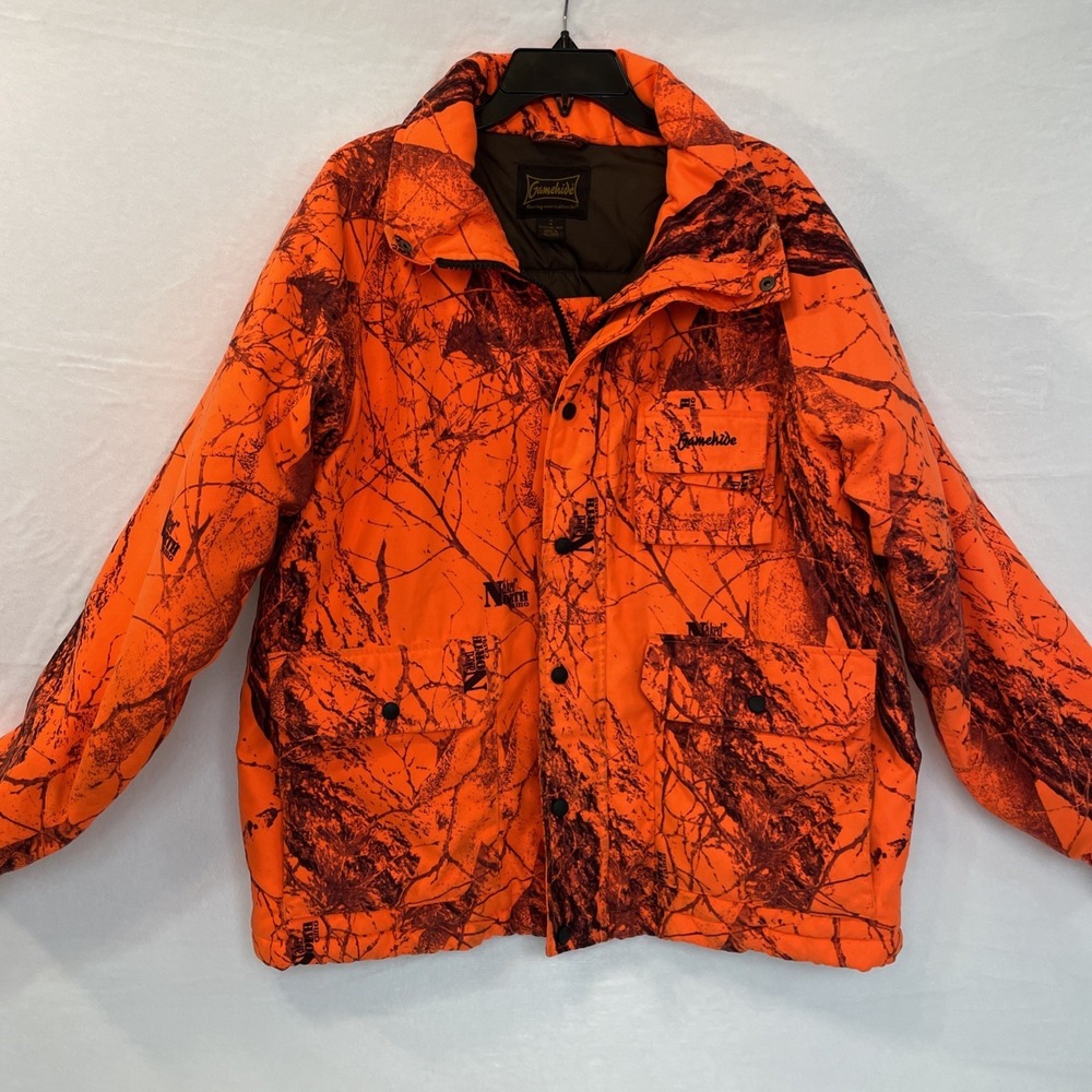 Gamehide Naked North Camo Jacket Mens M Insulated Blaze Orange Deer Hunting Coat